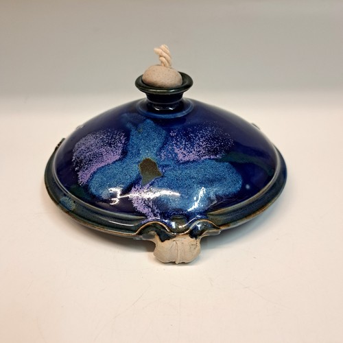Click to view detail for #231112 Oil Lamp Cobalt Blue $16.50